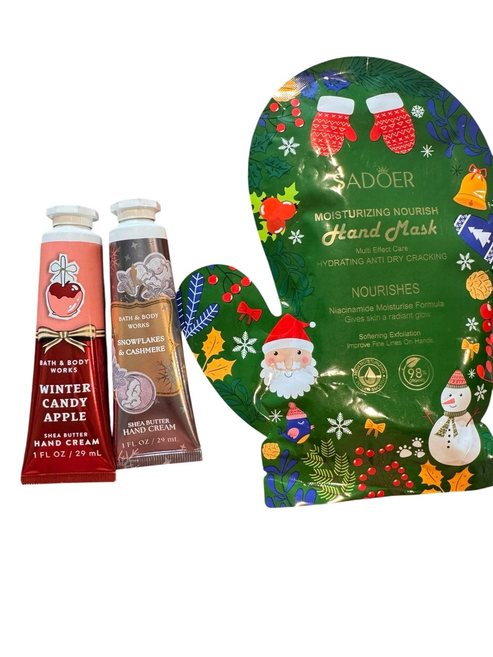Hand mask and two bath and body works hand lotions